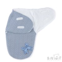 SW188-DB: Dusty Blue Cable Swaddle Wrap w/Bow